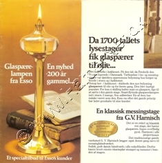 "Esso" lampe folder p G. V. Harnisch messing lamper.