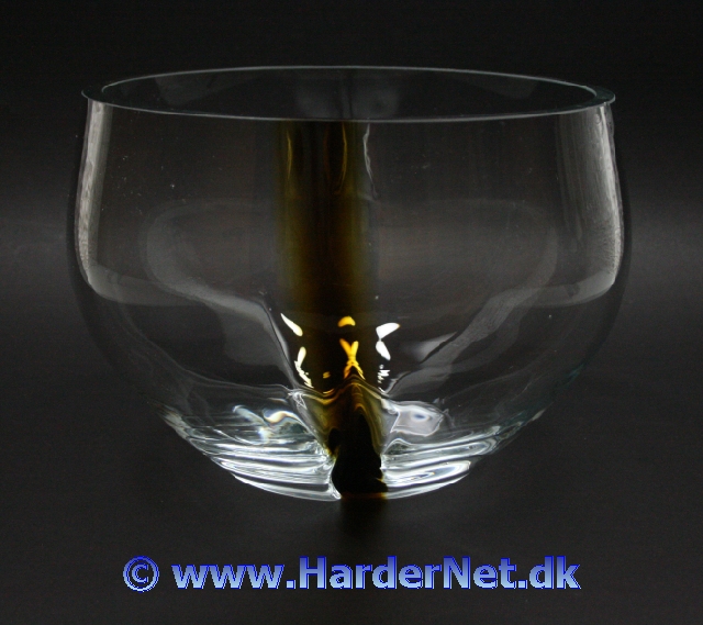 Lin Utzon sk�l i hvidt glas p�lagt farvet glasstribe, glasv�rk ikke bekendt.