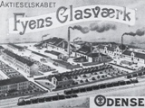Fyens Glasv�rk, 1874-1991 blev grundlagt i Odense, egentlig helt tilbage i 1873 med navnet Odense Glasv�rk. V�rket gik fallit og blev k�b og drevet videre i 1890, som Fyens Glasv�rk. Fyens Glasv�rk var meget driftig og endte med en koncern af glasv�rker, hvor alle blev tilsluttet, p� n�r Holmegaard Glasv�rk. �rhus Glasv�rk blev s�ledes k�bt i 1902, Kastrup Glasv�rk var datterselskab indtil 1960, her blev selskaberne sluttet sammen til Holmegaards Glasv�rk. Fyens Glasv�rk fik endnu en del �r, men blev endelig nedlagt i 1991.